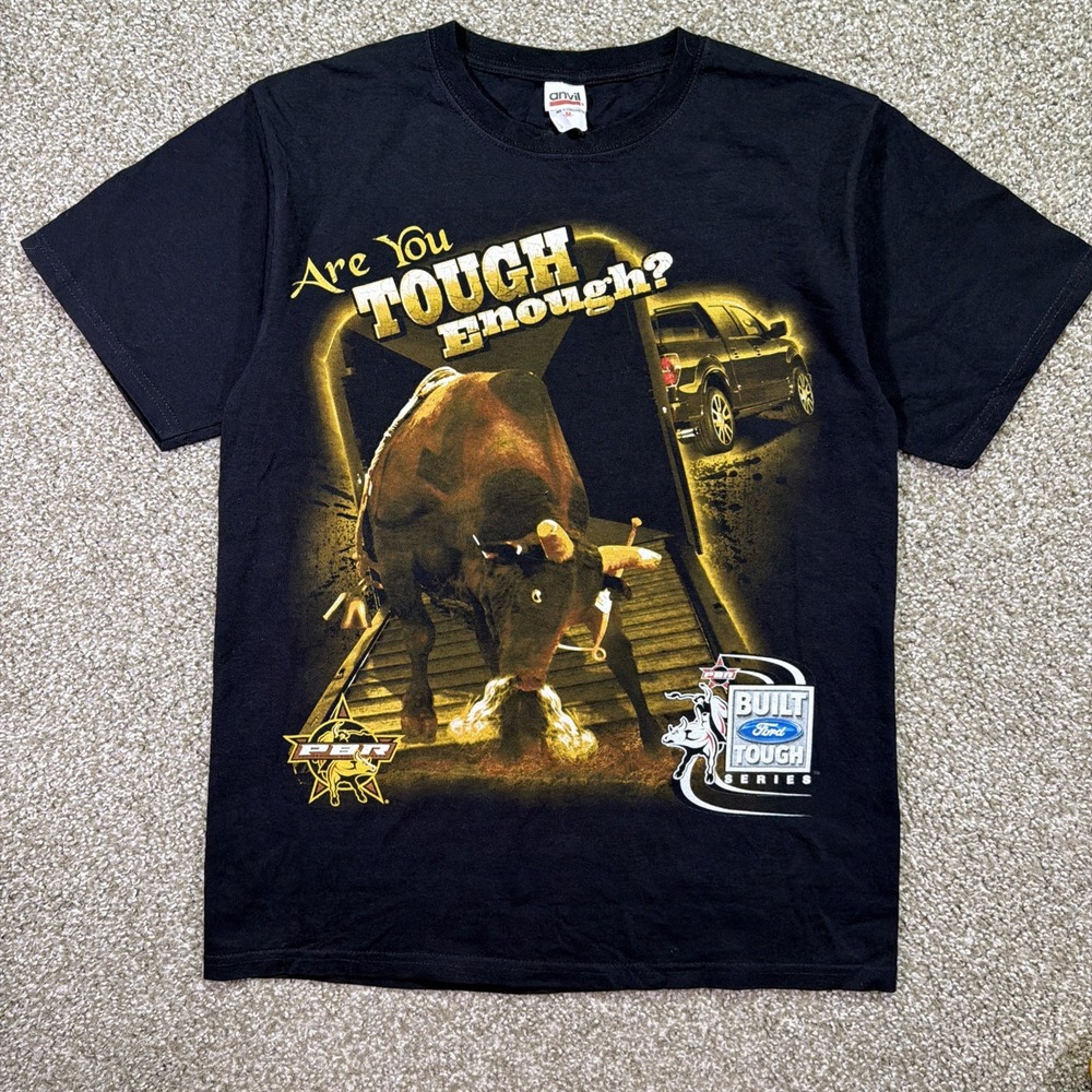 Ford Tough PBR Bull Riding Shirt Size Medium Graphic Tee Black